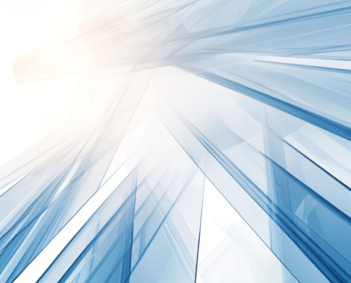 view upwards of skyscrapers