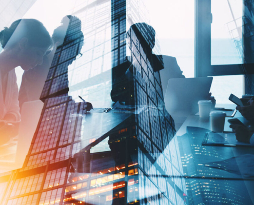 people working at conference table