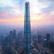 Skyscraper at sunset