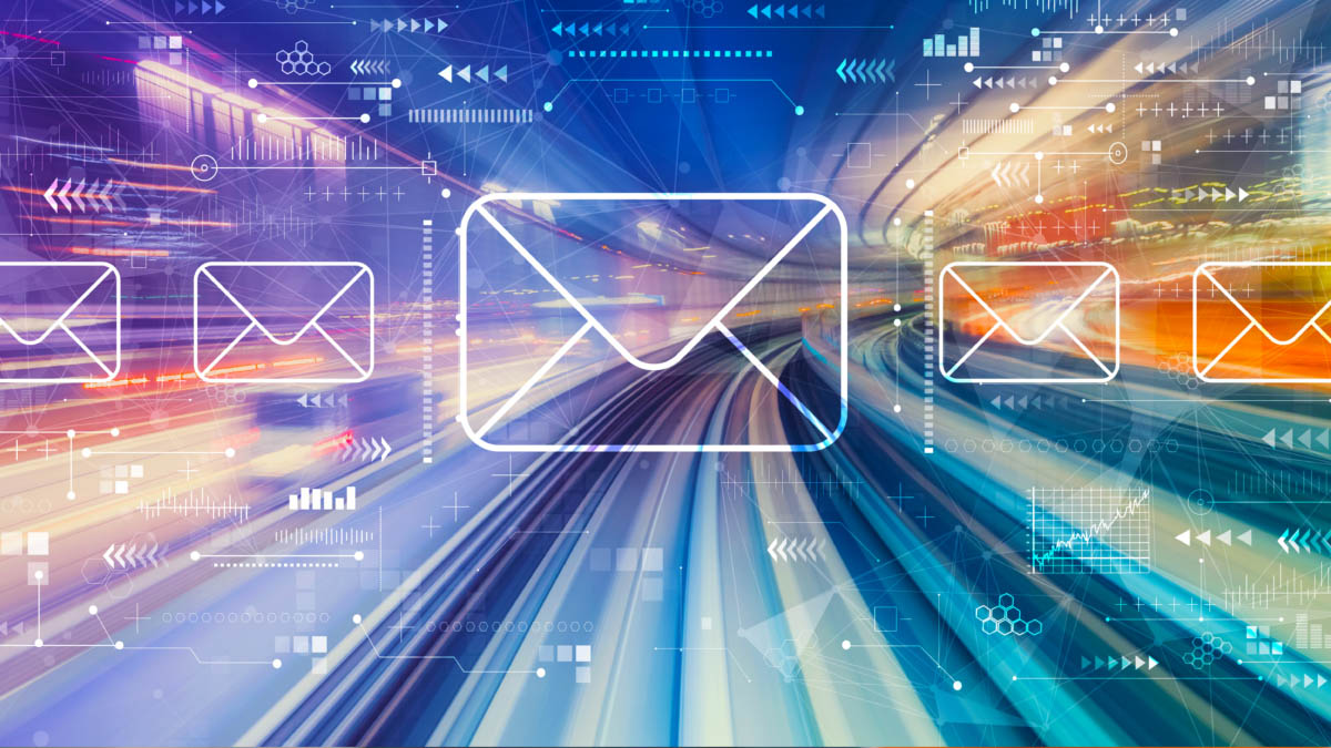 envelope icons floating over speeding data