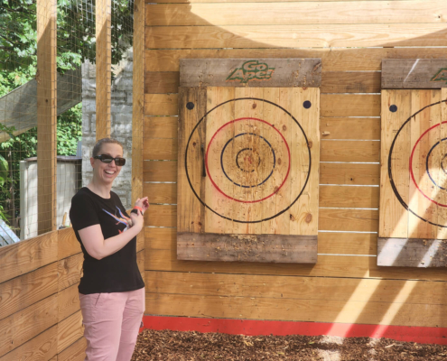 Jessie throwing an axe Jessie throwing an axe