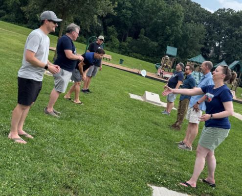 Playing games at the summer outing Playing games at the summer outing