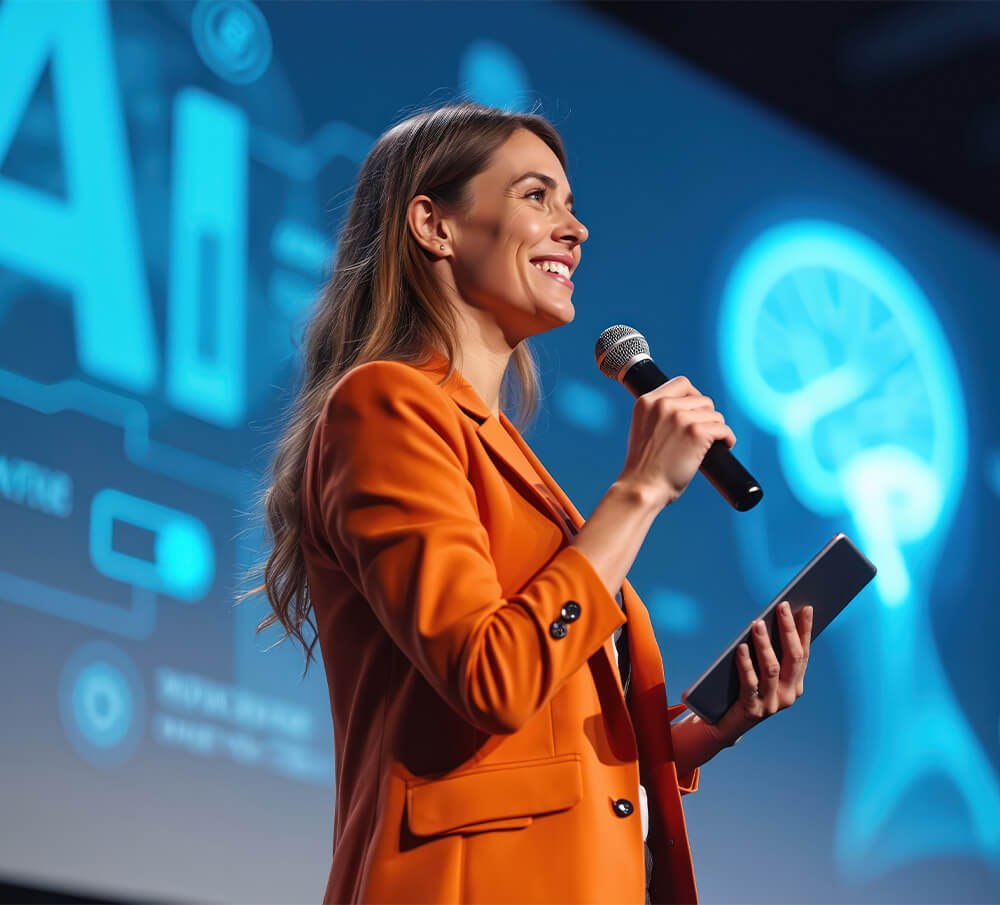 Speaker talking about Technology