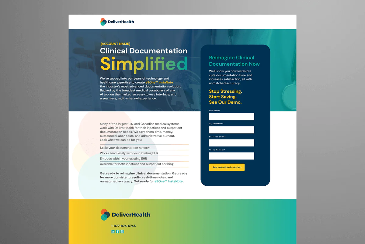 A Deliverhealth Landing Page