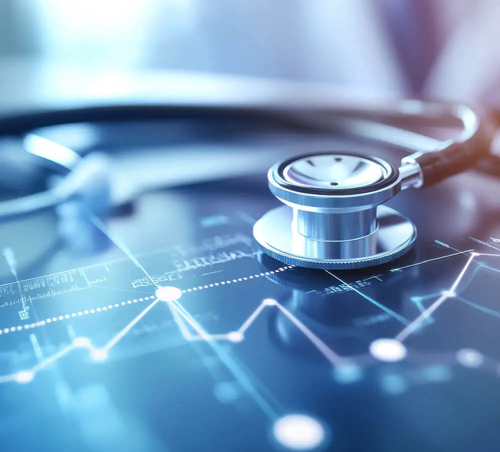 Healthcare stethoscope on top of a screen