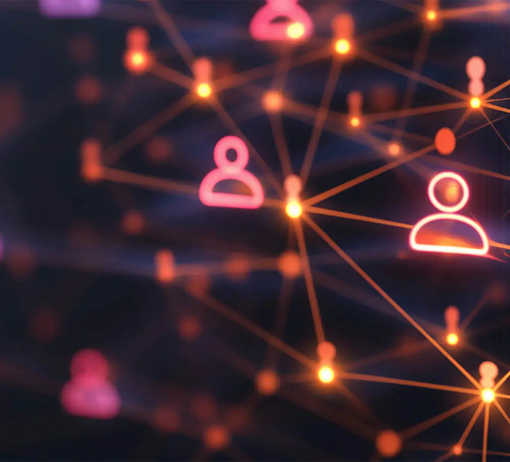 Conceptional image representing the connections between people with light